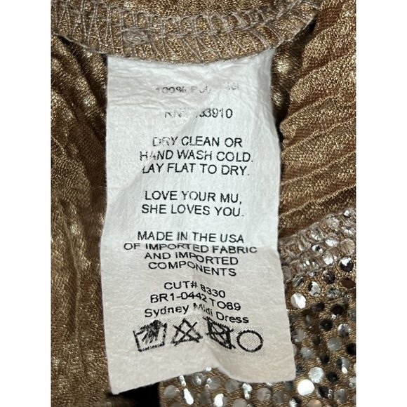 Show Me Your Mumu Sydney Gold Midi Dress Metallic Sparkles Size M Medium - Picture 6 of 11